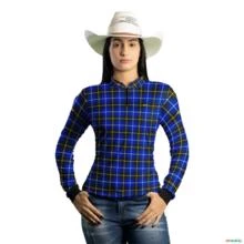 Camisa Country BRK Masculina Xadrez Azul com UV50 + -  Gênero: Feminino Tamanho: Baby Look P