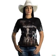 Camiseta Agro Brk Vaca Holandesa com Proteção Solar UV 50+ -  Gênero: Feminino Tamanho: Baby Look P