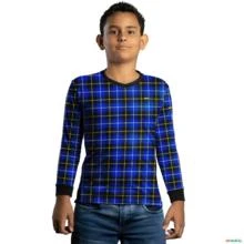 Camisa Country BRK Masculina Xadrez Azul com UV50 + -  Gênero: Infantil Tamanho: Infantil P