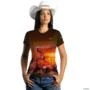 Camiseta Agro Brk Vaca Jersey com Uv50 -  Gênero: Feminino Tamanho: Baby Look XG