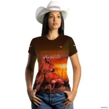 Camiseta Agro Brk Vaca Jersey com Uv50 -  Gênero: Feminino Tamanho: Baby Look XXG