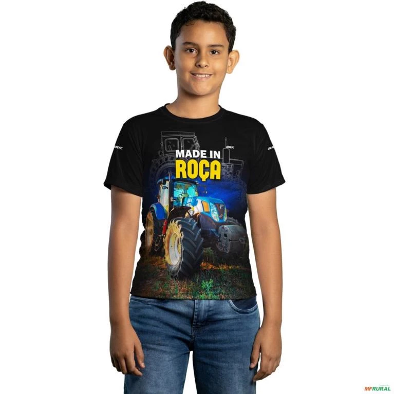 Camiseta Agro Brk Trator Holland Made in Roça com Uv50 -  Gênero: Infantil Tamanho: Infantil P