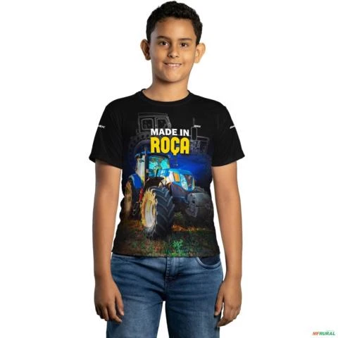 Camiseta Agro Brk Trator Holland Made in Roça com Uv50 -  Gênero: Infantil Tamanho: Infantil GG