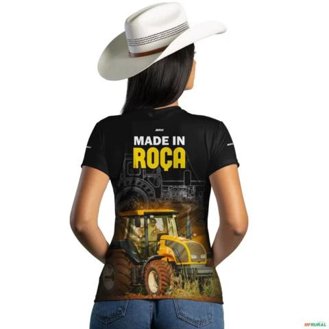 Camiseta Agro Brk Trator Made in Roça com Uv50 -  Gênero: Feminino Tamanho: Baby Look P