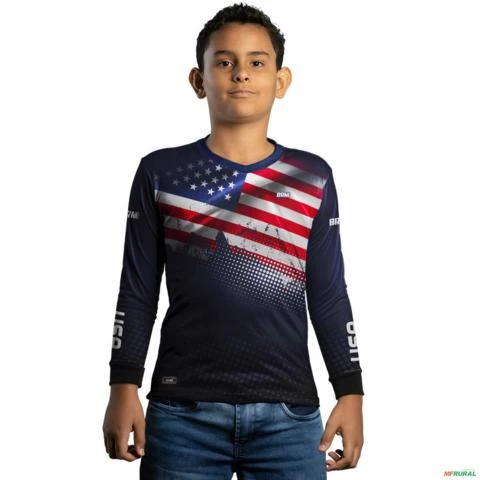 Camisa Agro Brk  Estados Unidos com Uv50 -  Tamanho: Infantil XG