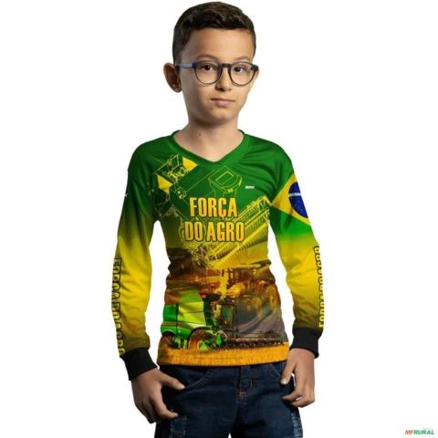 Camisa Agro BRK Força do Agro com UV50 + -  Gênero: Infantil Tamanho: Infantil M