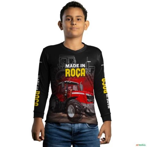 Camisa Agro Brk Made in Roça Trator Vermelho com UV50+ -  Gênero: Infantil Tamanho: Infantil G