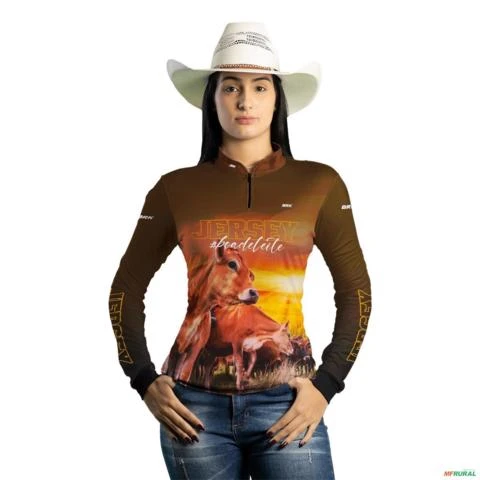 Camisa BRK Agro Vaca Jersey com Proteção Solar UV 50+ -  Gênero: Feminino Tamanho: Baby Look XXG