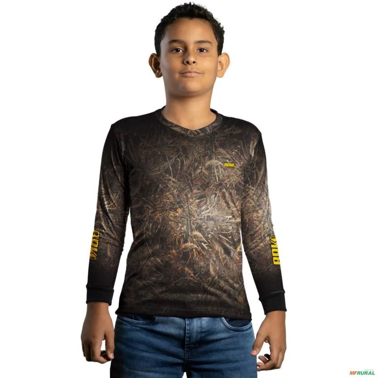 Camisa de Pesca BRK Camuflada Floresta com UV50 + -  Gênero: Infantil Tamanho: Infantil GG