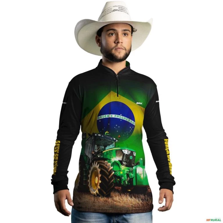 Camisa Agro Brk Trator Verde Brasil com UV50+ -  Gênero: Masculino Tamanho: XG