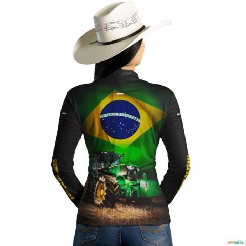 Camisa Agro Brk Trator Verde Brasil com UV50+ -  Gênero: Feminino Tamanho: Baby Look P