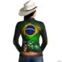 Camisa Agro Brk Trator Verde Brasil com UV50+ -  Gênero: Feminino Tamanho: Baby Look GG