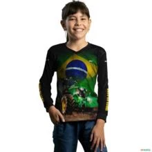 Camisa Agro Brk Trator Verde Brasil com UV50+ -  Gênero: Infantil Tamanho: Infantil XXG