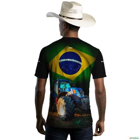 Camiseta Agro Brk Trator Holland Brasil com Uv50 -  Gênero: Masculino Tamanho: M