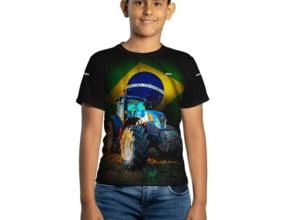 Camiseta Agro Brk Trator Holland Brasil com Uv50 -  Gênero: Infantil Tamanho: Infantil P