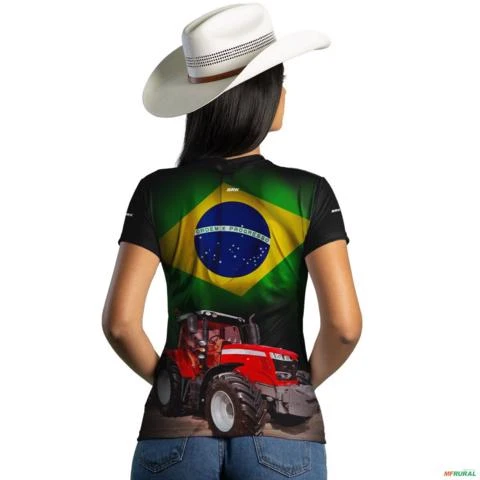Camiseta Agro Brk Trator Ferguson Brasil com Uv50 -  Gênero: Feminino Tamanho: Baby Look P