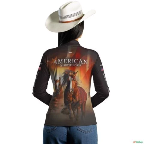 Camisa Agro BRK American Quarter Horse com UV50 + -  Gênero: Feminino Tamanho: Baby Look G