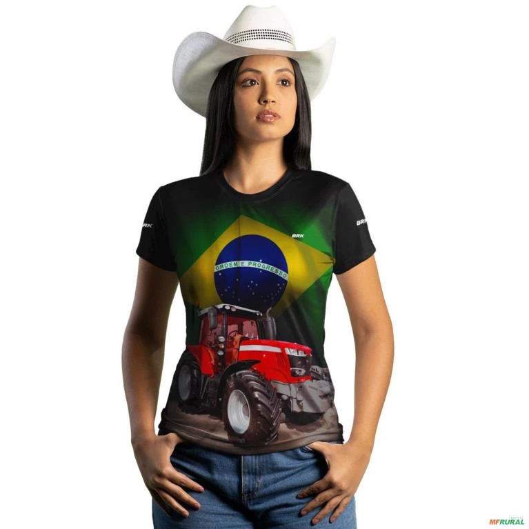 Camiseta Agro Brk Trator Ferguson Brasil com Uv50 -  Gênero: Feminino Tamanho: Baby Look XG