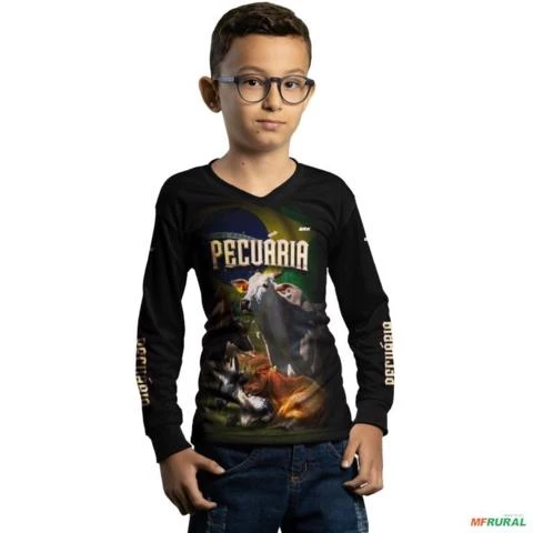 Camisa Agro BRK Gado Leiteiro Pecuária com UV50 + -  Gênero: Infantil Tamanho: Infantil PP