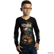 Camisa Agro BRK Gado Leiteiro Pecuária com UV50 + -  Gênero: Infantil Tamanho: Infantil P