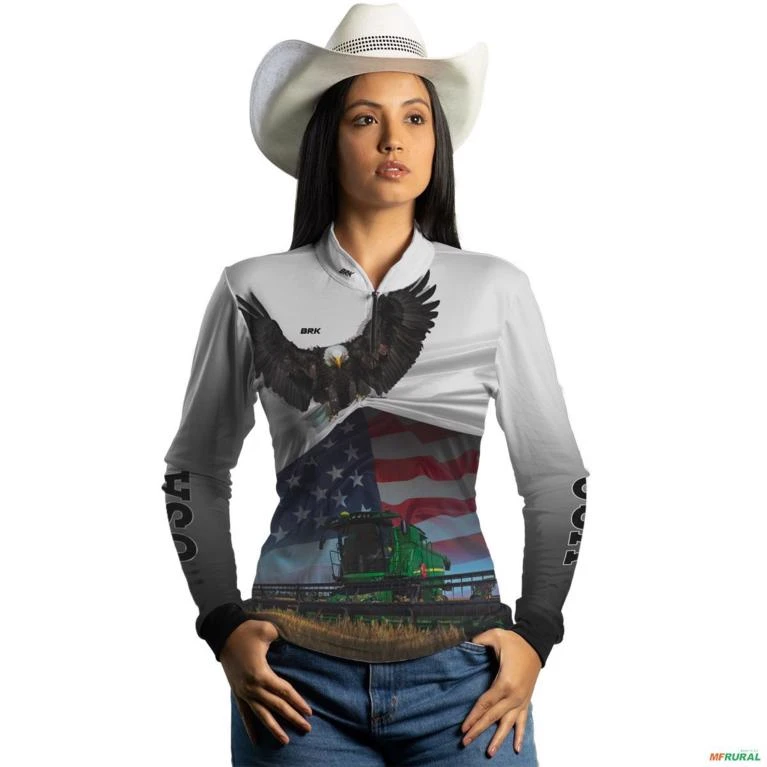 Camisa Agro BRK Eagle Estados Unidos Soja com UV50 + -  Gênero: Feminino Tamanho: Baby Look M