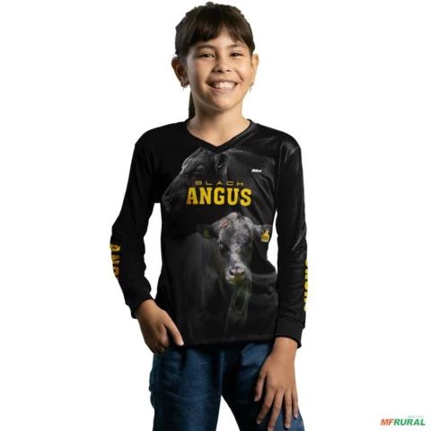 Camisa Agro BRK Preta Black Angus com UV50 + -  Gênero: Infantil Tamanho: Infantil PP