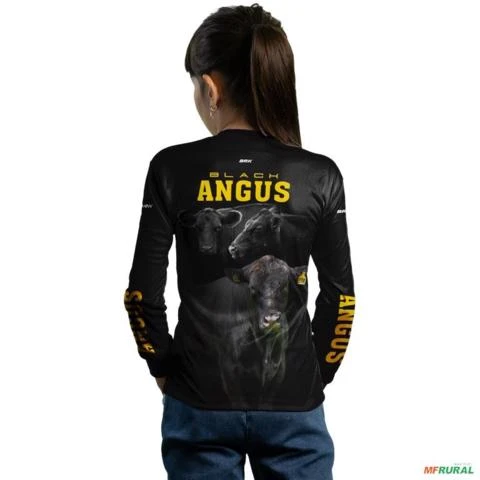 Camisa Agro BRK Preta Black Angus com UV50 + -  Gênero: Infantil Tamanho: Infantil XXG