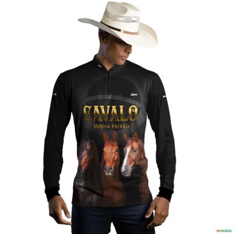 Camisa Country BRK Paixão Por Cavalos com UV50 + -  Gênero: Masculino Tamanho: PP
