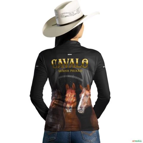 Camisa Country BRK Paixão Por Cavalos com UV50 + -  Gênero: Feminino Tamanho: Baby Look PP