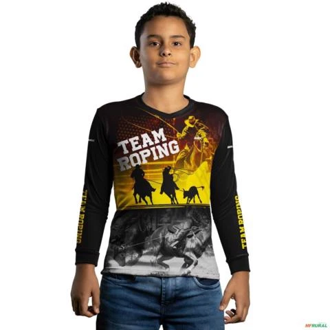 Camisa Agro BRK Team Roping Rodeio com UV50 + -  Gênero: Infantil Tamanho: Infantil M