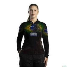 Camisa Agro Brk Team Roping Brasil com Uv50 -  Gênero: Feminino Tamanho: Baby Look M