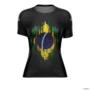 Camiseta Agro BRK Preta Grunge Bandeira Brasil com UV50 + -  Gênero: Feminino Tamanho: Baby Look P
