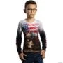 Camisa Agro BRK Branca Rodeio USA com UV50 + -  Gênero: Infantil Tamanho: Infantil XG