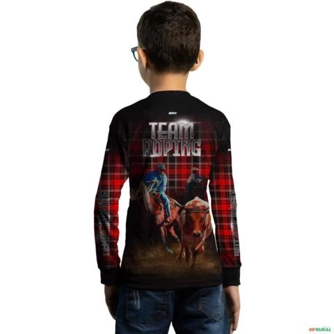 Camisa Country BRK Xadrez Vermelho Team Roping USA com UV50 + -  Gênero: Infantil Tamanho: Infantil XG