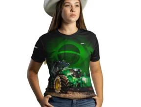Camiseta  Agro Brk Trator John Brasil com Uv50 -  Gênero: Feminino Tamanho: Baby Look P