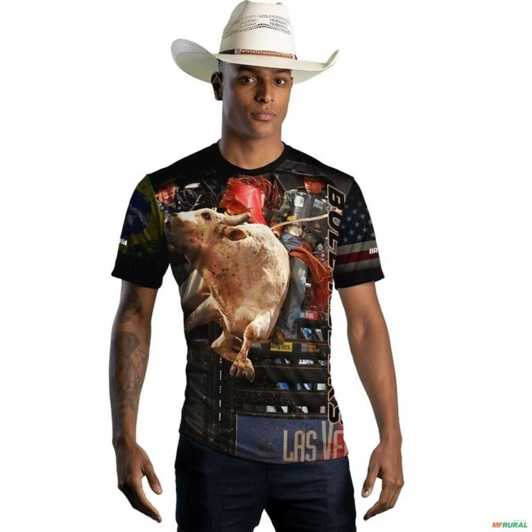 Camiseta Country Brk Rodeio Bull Rider Brasil com Uv50 -  Tamanho: GG