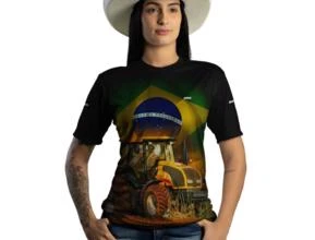 Camiseta Agro Brk Trator Brasil com Uv50 -  Gênero: Feminino Tamanho: Baby Look GG