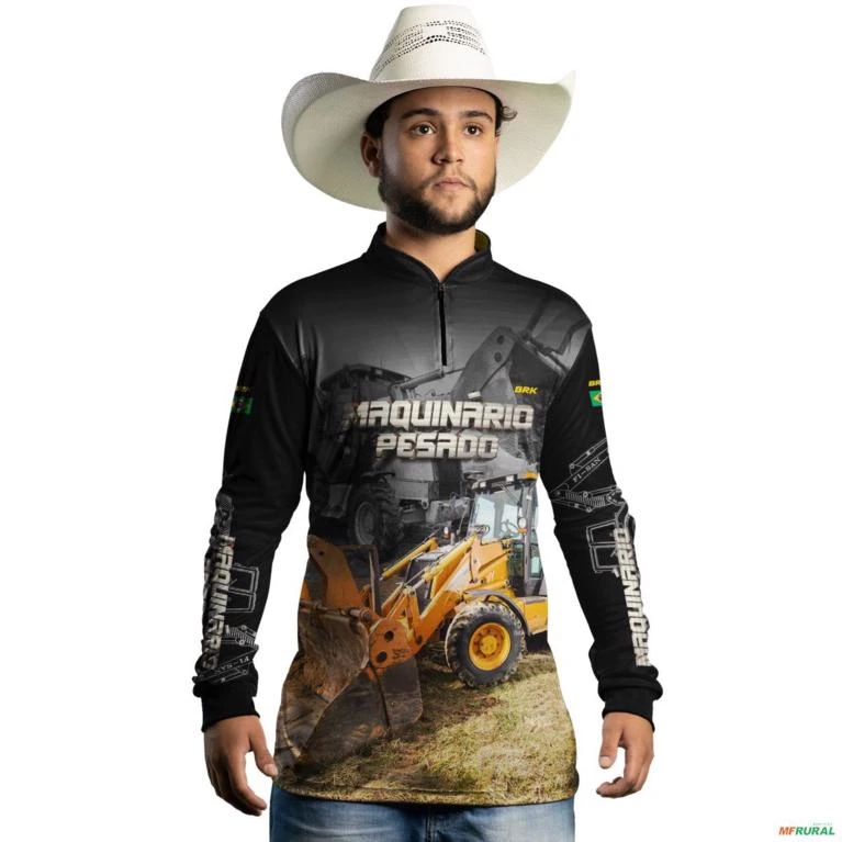 Camisa Agro BRK Maquinário Pesado Retroescavadeira com UV50 + -  Tamanho: PP