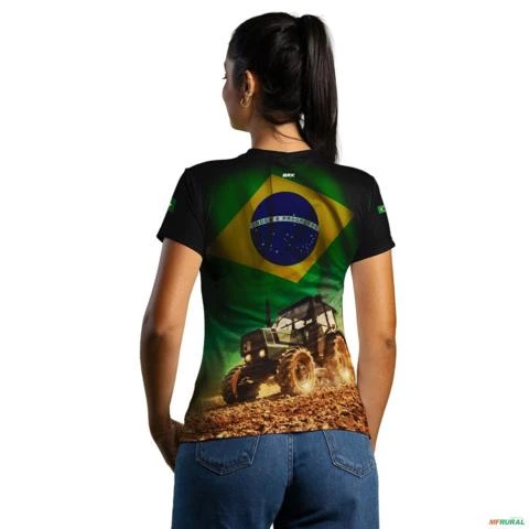 Camiseta Agro BRK Brasil Patriota Agro é Top com UV50 + -  Tamanho: Baby Look PP
