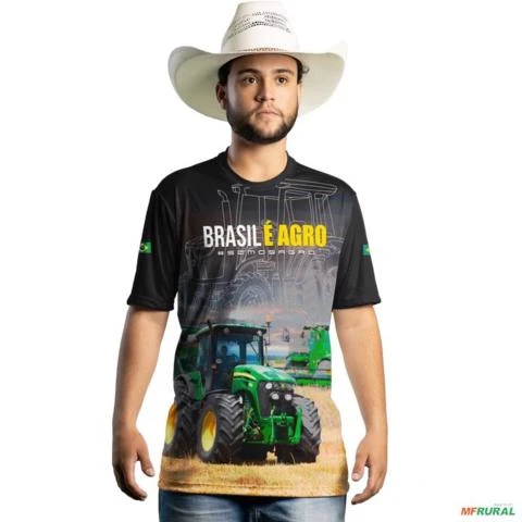 Camiseta Agro Brk Trator Verde Brasil é Agro Cinza com UV50+ -  Tamanho: XXG