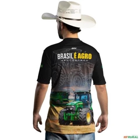 Camiseta Agro Brk Trator Verde Brasil é Agro Cinza com UV50+ -  Tamanho: XXG