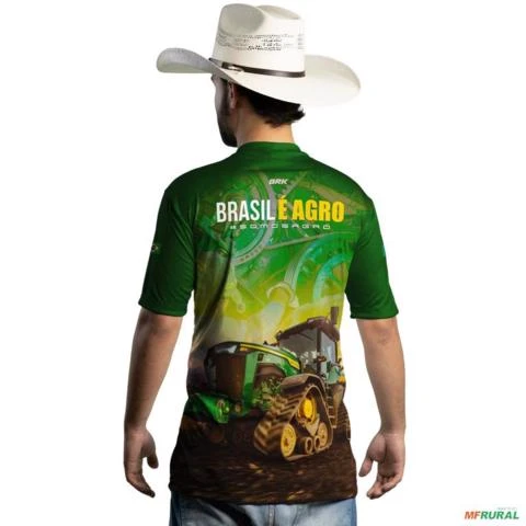 Camiseta Agro BRK Verde Trator Verde Brasil é Agro com UV50 + -  Tamanho: P