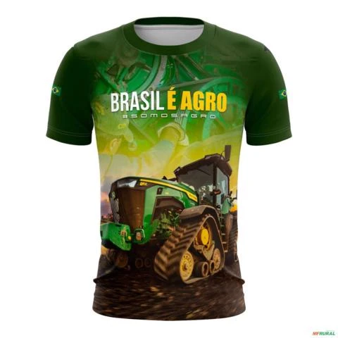 Camiseta Agro BRK Verde Trator Verde Brasil é Agro com UV50 + -  Tamanho: Infantil PP