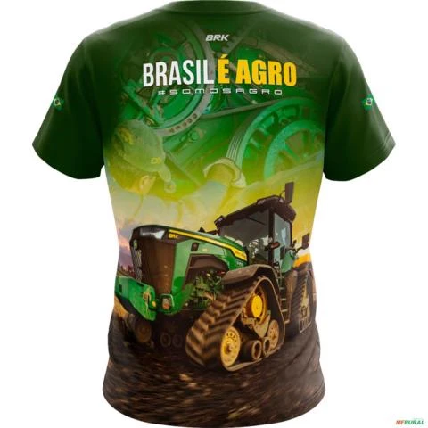 Camiseta Agro BRK Verde Trator Verde Brasil é Agro com UV50 + -  Tamanho: Infantil M