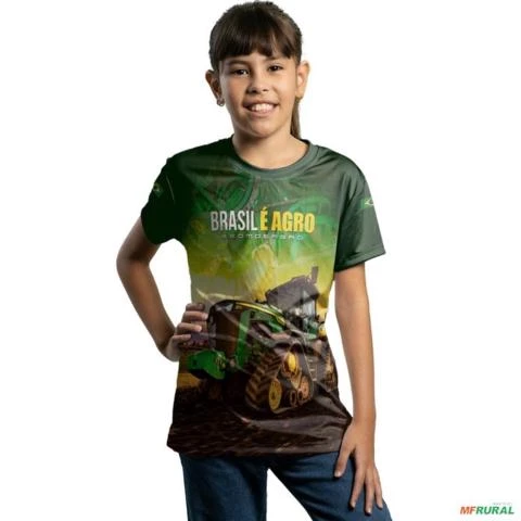 Camiseta Agro BRK Verde Trator Verde Brasil é Agro com UV50 + -  Tamanho: Infantil G