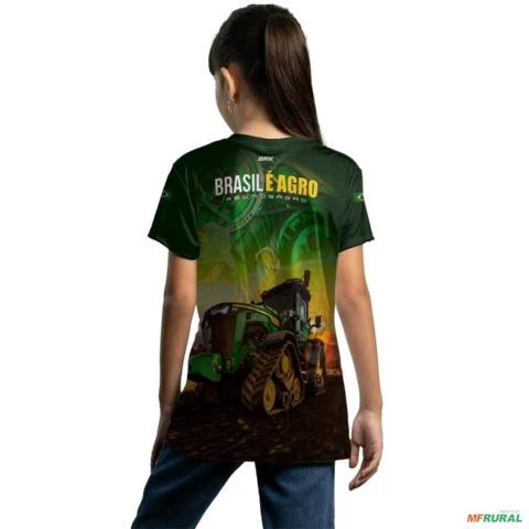 Camiseta Agro BRK Verde Trator Verde Brasil é Agro com UV50 + -  Tamanho: Infantil G