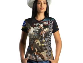 Camiseta Country Brk Rodeio Bull Rider Brasil 2 com Uv50 -  Tamanho: Baby Look P