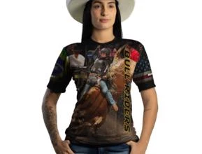 Camiseta Country Brk Rodeio Bull Rider Brasil 5 com Uv50 -  Tamanho: Baby Look PP