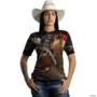 Camiseta Country Brk Rodeio Bull Rider Brasil 5 com Uv50 -  Tamanho: Baby Look GG