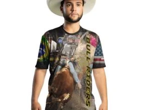 Camiseta Country Brk Rodeio Bull Rider Brasil 5 com Uv50 -  Tamanho: M